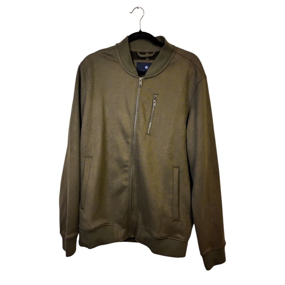 Ben Sherman NWT Faux Suede Olive Bomber Jacket Size L